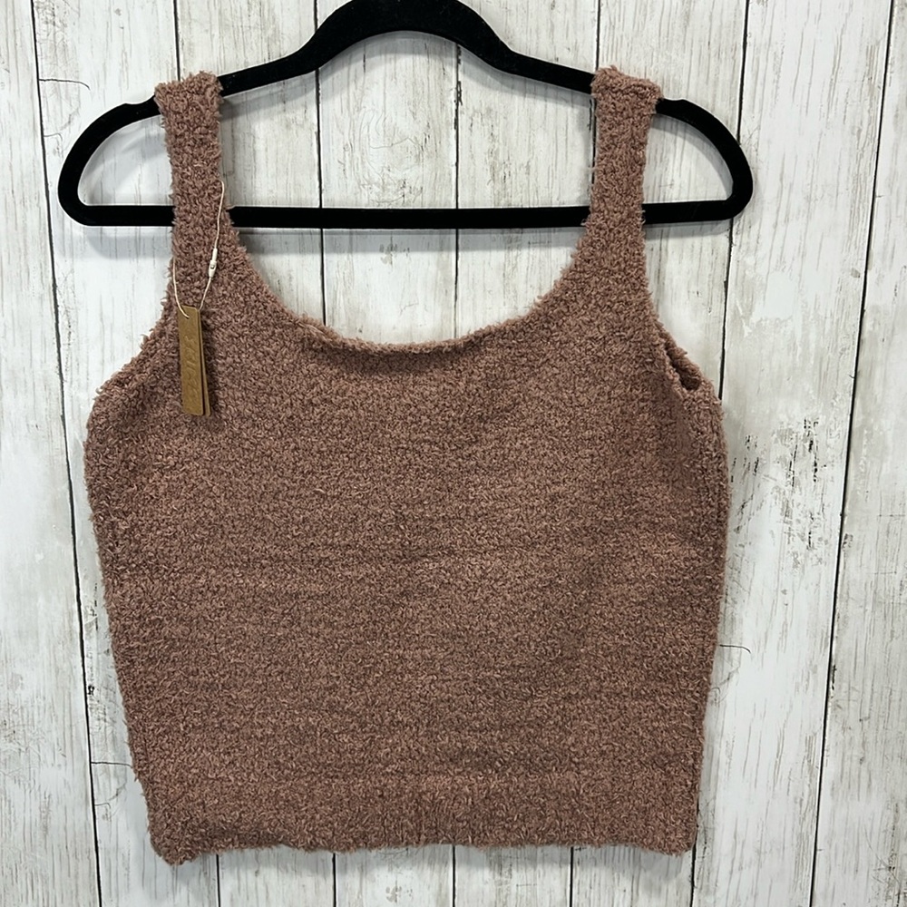 Skims Cozy Sherpa Fleece Crop Tank Rose Clay Brown Size 2X/3X FLAWED